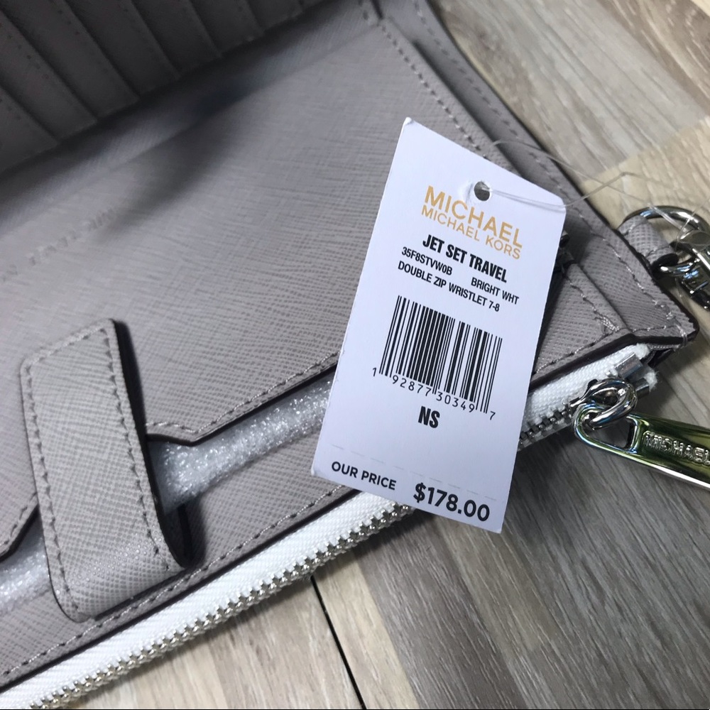 Michael Kors Doublezip Wris Wallet MiniLogo White - Picture 7 of 8
